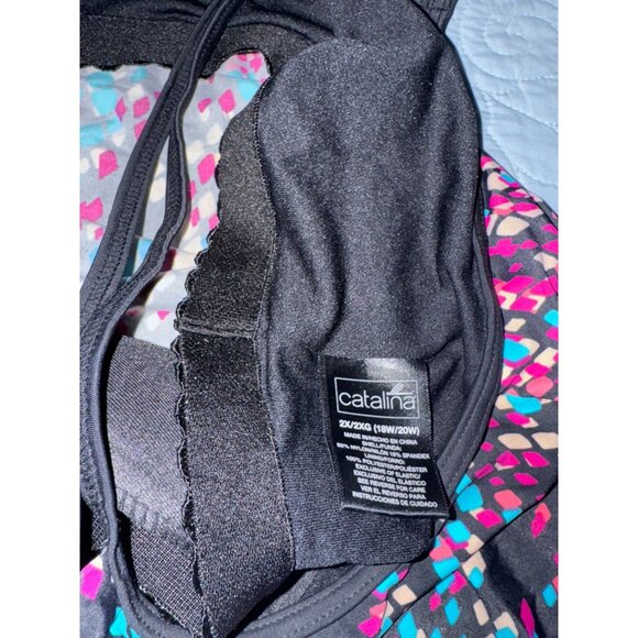 Catalina Womens Plus Size 2-Piece Tankini Set 1X & 2X Nylon Spandex Multicolor T - Picture 3 of 12